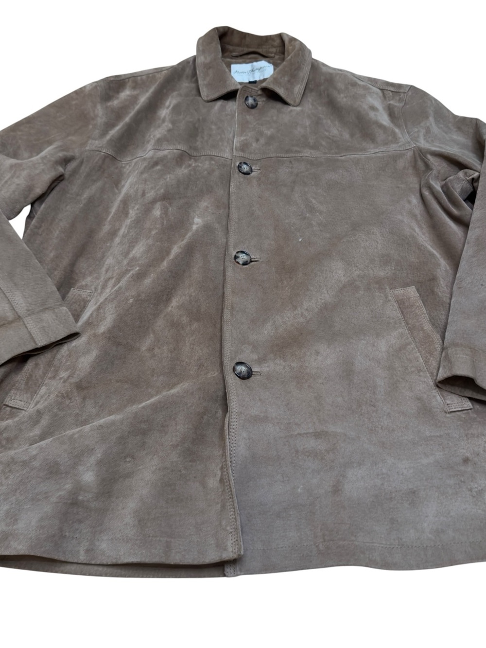 Norm Thompson Genuine Suede Leather Shirt Jacket Tan Overshirt Men’s XXL Coat - Picture 5 of 11